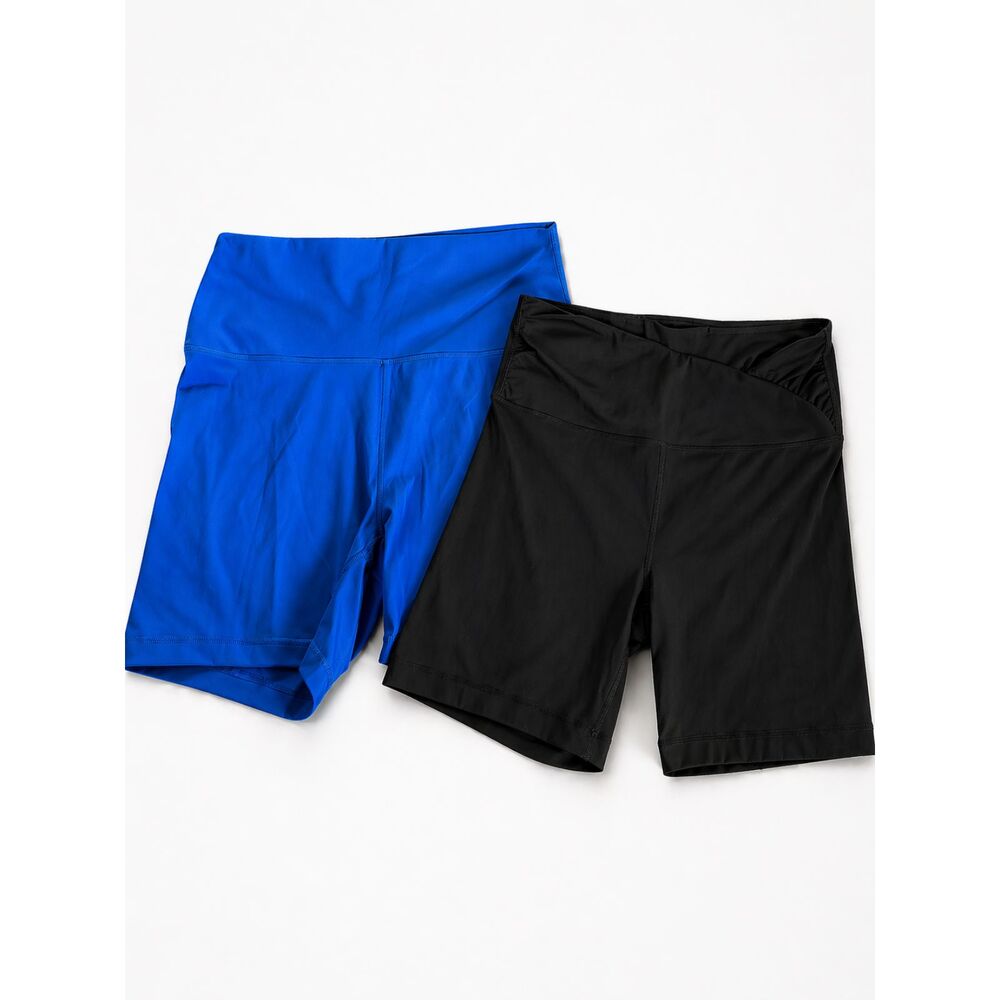Yogalicious Lux 5” Biker Shorts Bundle Blue & Black Athleisure Activewear Gym XL